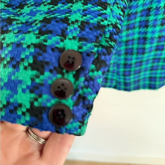 Vintage Reflections Green and Blue Plaid Blazer, Size 10 Petite - Picture 7 of 7